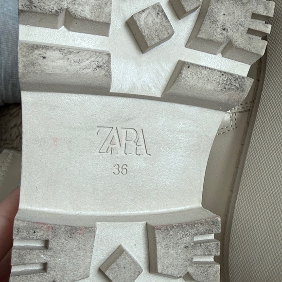 Zara Cream Chunky Platform Ankle Boots - Picture 6 of 7